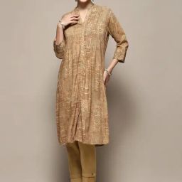 Biba Beige Printed Straight Kurta-picture-16