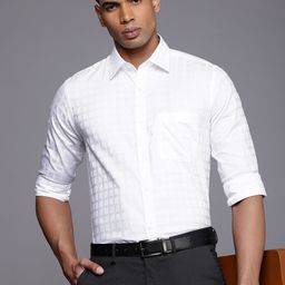 Raymond Pure Cotton Standard Slim Fit Checked Formal Shirt-picture-19