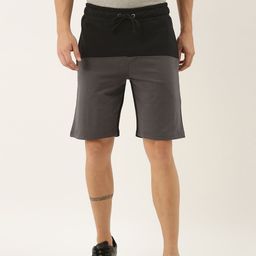 ARISE Men Black & Grey Colourblocked Regular Fit Pure Cotton Shorts-picture-41