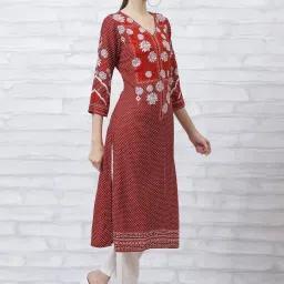 Rangriti Rust Printed Straight Kurta image 4