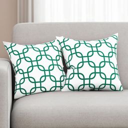 SEJ by Nisha Gupta White & Green Set of 2 16" x 16" Square Cushion Covers-1