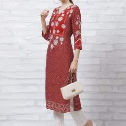 Rangriti Rust Printed Straight Kurta image 5