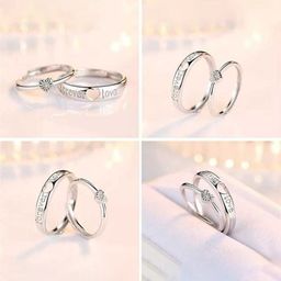 MEENAZ Set Of 2 Silver-Plated Adjustable Couple Ring-image-45