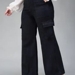 Miss Chase A+ Black Flare Fit Cargo Jeans-image-48