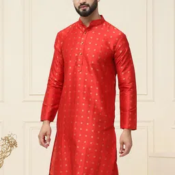 SOJANYA Men Maroon Printed Straight Kurta-image-87