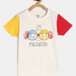 MINIKLUB Kids Cream Printed T-Shirt-image-18