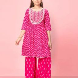 Aarika Kids Pink Embroidered Kurti with Sharara-image-94