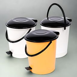 Kuber Industries Orange & White 3Pieces Pedal Dustbins  10L Each-33