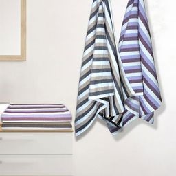 Myntra Elegant Homes White & Purple 4 Pieces Striped Lightweight Cotton 150 GSM Bath Towel-image-80