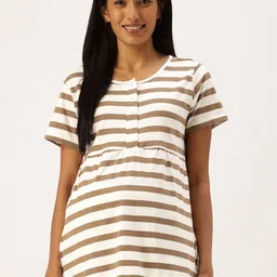 Nejo Striped Pure Cotton Maternity Longline Top-image-116