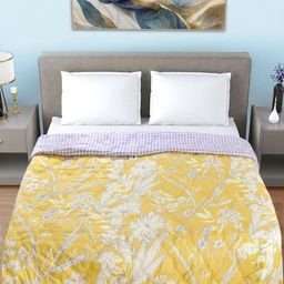Myntra Elegant Homes Yellow & Off White Printed AC Room 350GSM Double Bed Comforter-picture-2