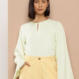 her by invictus Keyhole Neck Flared Sleeve Top-image-10