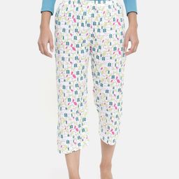 zebu Women White & Green Printed Regular Fit Lounge pants-image-71