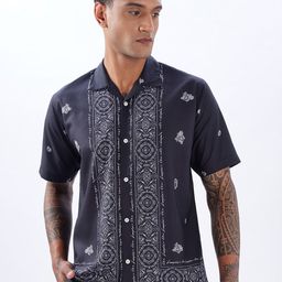 Vestirio Men Relaxed Fit Ethnic Motifs Printed Cuban Collar Casual Shirt-image-30