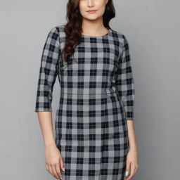 Allen Solly Grey Printed Shift Dress-image-73