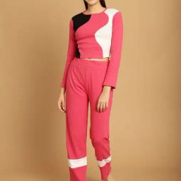 TAG 7 Pink Color-Block Top With Lounge Pants-image-40