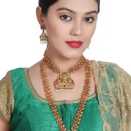 VATSALYA creation Alloy Gold- plated White Pink Jewellery Set-picture-0