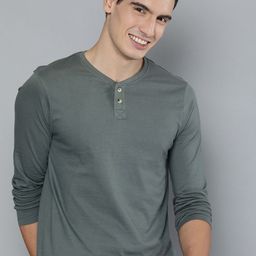 Mast & Harbour Men Pure Cotton Solid Long Sleeves T-shirt-image-51