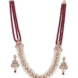Peora Princess Royal Golden Brass Necklace & Earring Set-image-60