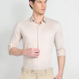 Arrow Beige Cotton Slim Fit Shirt-picture-33