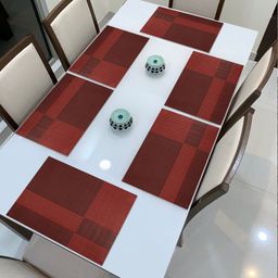 HOKIPO Set Of 6 Red Striped Heat Resistant Dinner Table Placemats-23