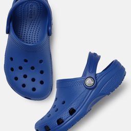 Crocs Unisex Kids Blue Solid Classic Clogs With Back Strap-10