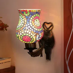 Devansh White & Blue Textured Metal Traditional Wall Lamp-image-36