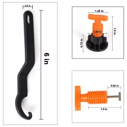 FLAMINGO ENTERPRISE 50 Pcs Tile Leveling System & Leveler Needle Line with Level Tool 1.5 mm Non-Magnetic Orange & Black 9 cm Length, FM-258 image 4