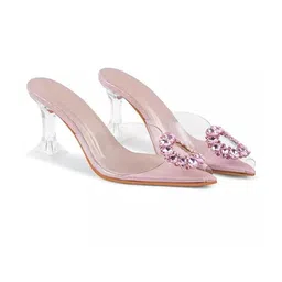 REVIT Women Pink Open Back Heels-image-0