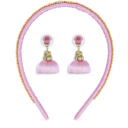 AKSHARA Girls Rose & Gold-Toned Set of 2 Beaded Hair Accessory Set-18