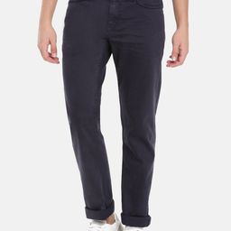 Celio Men Navy Blue Straight Fit Solid Regular Trousers-image-65