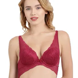 Enamor Red Under-Wired Plunge Bra-picture-16