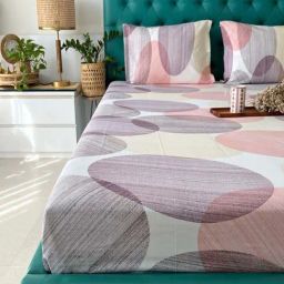 Urban Space Multicolor Cotton 200 TC King Bedsheet with 2 Pillow Covers-image-76