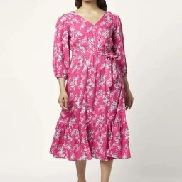 Honey by Pantaloons Pink Floral Print A-Line Dress-image-30
