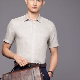 Louis Philippe Pure Linen Classic Fit Textured Formal Shirt-picture-38