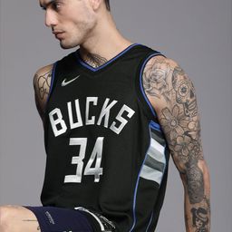 Nike Men Black Self Design SEL MNK Dri-Fit MVP Giannis Basketball Tank Jersey Tshirt-image-32