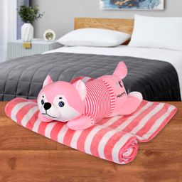Besties Sleeping Husky Dog Soft Toy Pink - Length 60 cm-10