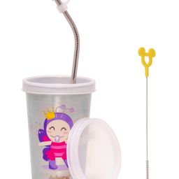 Adore Advanced Bliss Printed Stainless Steel Tumbler with Straw, Closed Lid, Straw Lid, Straw Brush- 300ml-23