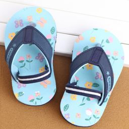 Cute Walk by Babyhug Flip Flops With Back Strap Butterfly Print - Sky Blue-image-94