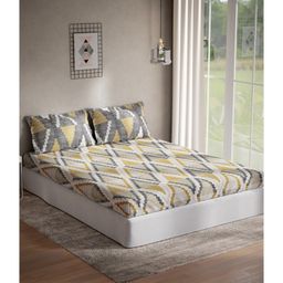 D Décor Double Bedsheet Al16-Mustard Gold Yellow-image-17
