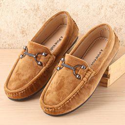 Pine Kids Slip On Party Wear Shoes with Applique - Tan-image-5
