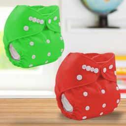 Sparkle Joy Free Size Reusable Cloth Diaper Without Insert Pack Of 2 - Green & Red-11