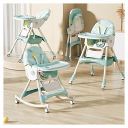 Little Olive 6-in-1 Baby High Chair With Adjustable Height & Tray - Light Green-image-24