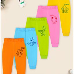 Trampoline Cotton Blend Pack Of 5 Animals Printed Pajamas - Multi Colour-picture-28