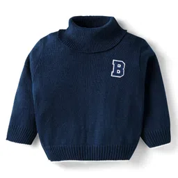 Babyhug Knit Full Sleeves Pullover Sweater with Patch Detailing - Navy Blue-picture-20