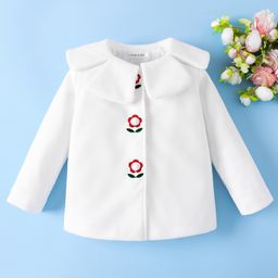 Mark & Mia Full Sleeves Winter Jacket with Floral Embroidery - White-picture-15