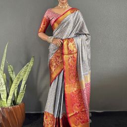 DIVASTRI Ethnic Motifs Zari Silk Cotton Designer Saree-image-68
