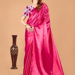 Aruna Sarees Satin Saree With Printed Blouse Piece-image-59