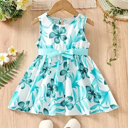 OMPAX Girls Floral Printed Fit & Flare Dress-image-32
