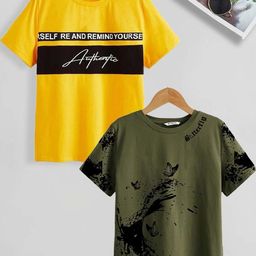 Dagcros Pack of 2 Boys Pure Cotton T-shirt-image-77